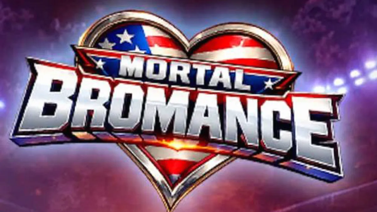 Tampilan visual slot Mortal Bromance dengan tema ruang ganti